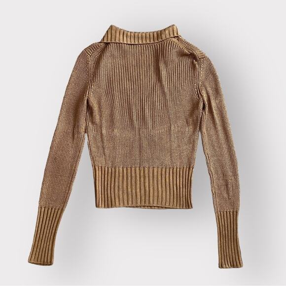 Theory Draped Back Collar Knit Sweater Toffee Brown Size S - Picture 5 of 10